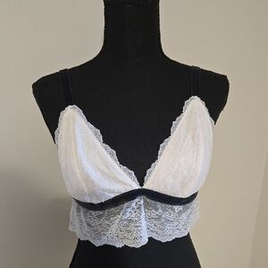 Victoria's Secret White and Black Lace Bralette